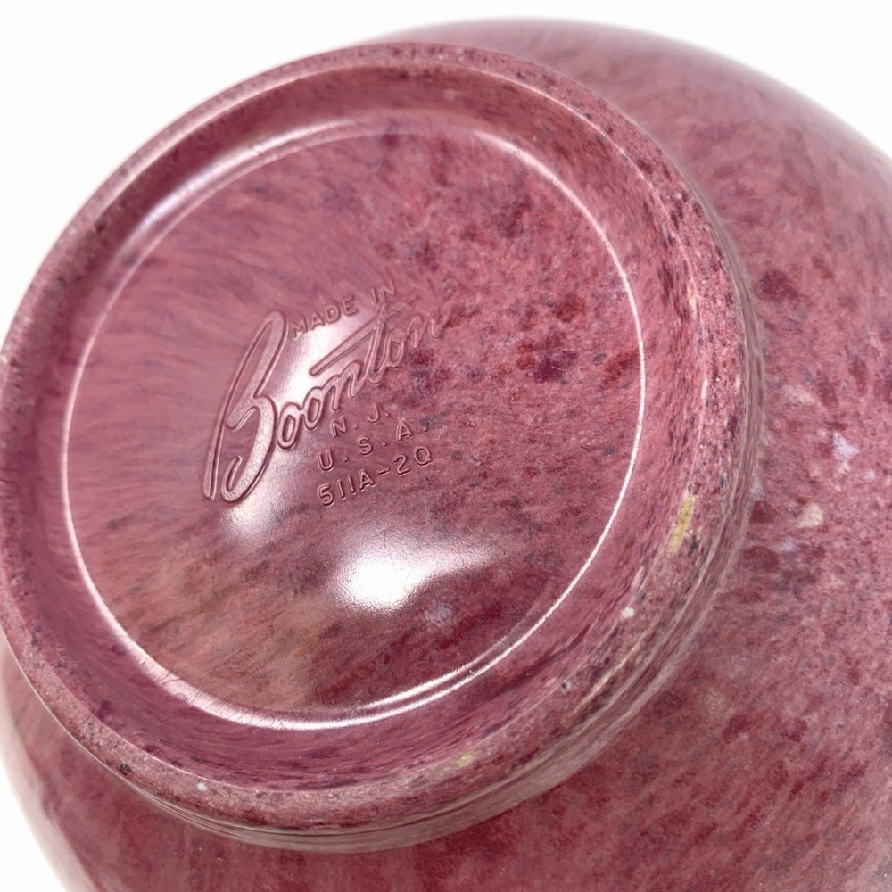 Vtg Boonton Bowl Raspberry Pink Melamine Splatter Thumbprint Mixing 2 Quart